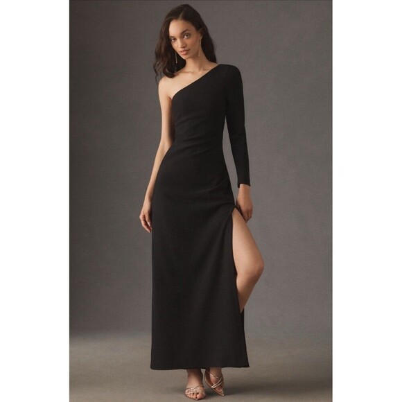 NWT Anthropologie BHLDN Maxi Dress Size 2 Rome One Shoulder Sleeveless Black